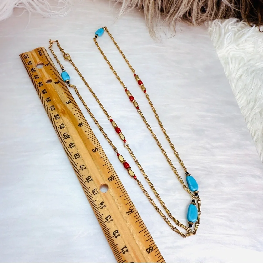 Vintage Avon Goldtone Necklace with Red and Blue Accents